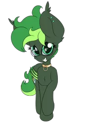 Size: 706x978 | Tagged: safe, artist:k-kopp, derpibooru import, oc, oc:jaded nights, unofficial characters only, bat pony, collar, ear piercing, earring, glasses, jewelry, piercing, simple background, solo, transparent background