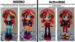 Size: 2500x1408 | Tagged: safe, artist:artking3000, derpibooru import, sunset shimmer, equestria girls, boots, clothes, custom, doll, equestria girls minis, irl, jacket, leather jacket, pants, photo, shoes, skirt, toy