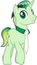 Size: 3748x6493 | Tagged: safe, artist:alphatea, derpibooru import, oc, oc:alpha tea, unofficial characters only, unicorn, green eyes, handsome, male, necktie, new cutie mark, simple background, smiling, solo, stallion, standing, transparent background, young