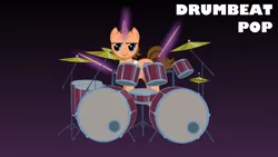 Size: 1920x1080 | Tagged: artist:grapefruitface1, derpibooru import, drum kit, drums, drumsticks, glowing horn, music, musical instrument, oc, oc:drumbeat pop, phil collins, pony creator, safe, solo, unofficial characters only, wallpaper