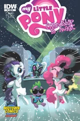 Size: 659x1000 | Tagged: artist needed, clothes, cover, derpibooru import, dress, fluttershy, gangnam style, idw, official comic, pinkie pie, rarity, safe, spike, spoiler:comic, vinyl scratch