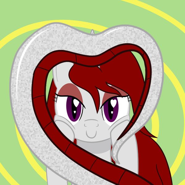 Size: 800x800 | Tagged: source needed, safe, artist:mightyshockwave, derpibooru import, oc, oc:ruby scales, unofficial characters only, lamia, original species, snake, snake pony, cute, eyeshadow, heart eyes, makeup, snek, solo, wingding eyes