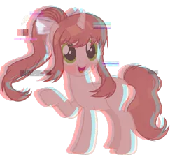 Size: 1024x920 | Tagged: safe, artist:xmelodyskyx, derpibooru import, ponified, pony, unicorn, spoiler:doki doki literature club, bow, chromatic aberration, crossover, doki doki literature club, error, female, glitch, hair bow, mare, monika, simple background, solo, spoilers for another series, transparent background