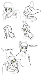 Size: 2920x5320 | Tagged: safe, artist:theecchiqueen, deleted from derpibooru, derpibooru import, oc, oc:rasta jam, oc:walter nutt, unofficial characters only, anthro, bat pony, earth pony, anthro oc, bat pony oc, body freckles, clothes, crying, dialogue, fangs, floppy ears, freckles, friends, long ears, looking back, male, monochrome, off shoulder, sad, shirt, short hair, simple background, sketch, smiling, stallion, support, white background, younger