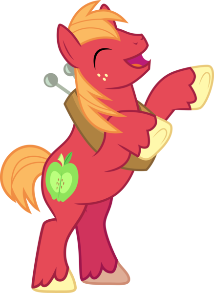 Size: 3000x4113 | Tagged: .ai available, artist:cloudyglow, big macintosh, cute, derpibooru import, happy, macabetes, male, rearing, safe, simple background, smiling, solo, stallion, transparent background, vector