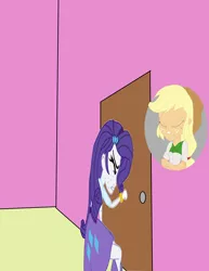 Size: 2550x3300 | Tagged: safe, artist:steamfan1992, derpibooru import, applejack, rarity, equestria girls, bathroom, desperation, potty, potty emergency, potty time, request, requested art, sweat