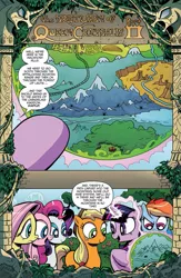 Size: 663x1020 | Tagged: safe, artist:andypriceart, derpibooru import, idw, applejack, fluttershy, pinkie pie, rainbow dash, rarity, twilight sparkle, earth pony, pegasus, pony, unicorn, the return of queen chrysalis, spoiler:comic, advertisement, appaloosan mountains, eyeshadow, female, forest of leota, frown, idw advertisement, levitation, lidded eyes, looking at something, magic, makeup, mane six, map, mare, mountain, mountain range, official comic, pointing, raised eyebrow, telekinesis, unicorn twilight