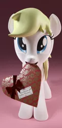 Size: 1024x2101 | Tagged: safe, artist:anonymous, derpibooru import, oc, oc:aryanne, unofficial characters only, earth pony, pony, 3d, aryan, aryan pony, aryanbetes, blender, chocolate, cute, female, food, game, german, gift wrapped, heart, holding, looking at you, model, nazi, nazipone, shadow, smiling, software, swastika