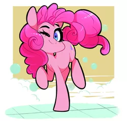 Size: 2401x2277 | Tagged: safe, artist:sourspot, derpibooru import, pinkie pie, earth pony, pony, cute, diapinkes, female, mare, one eye closed, smiling, solo, wink