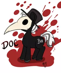 Size: 900x1070 | Tagged: semi-grimdark, artist:scritchy, derpibooru import, oc, unofficial characters only, pony, blood, boi, hat, mask, meme, plague doctor, plague doctor mask, top hat