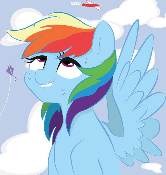 Size: 3607x3794 | Tagged: adobe illustrator, ahegao, artist:kinkypinkie, artist:lyracorn, cloud, derpibooru import, ecstasy, invisible stallion, iwtcird, kite, lip bite, open mouth, plane, rainbow dash, solo, spread wings, suggestive, sweat, vector, wingboner, wings