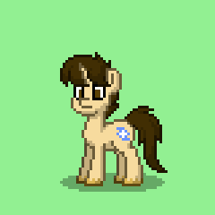 Size: 240x240 | Tagged: safe, derpibooru import, oc, oc:ethereal divide, unofficial characters only, pony, unicorn, pony town, brown eyes, brown mane, brown tail, cutie mark, galaxy spiral, male, pixel art, sprite, stallion
