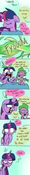 Size: 500x2814 | Tagged: safe, artist:emositecc, derpibooru import, spike, twilight sparkle, twilight sparkle (alicorn), alicorn, dragon, pony, comic:sparkle, alternate universe, bed, comic, female, fire, fire breath, horn, mare, sleeping, wings