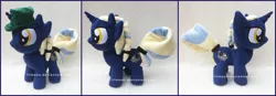 Size: 2130x742 | Tagged: safe, artist:lilmoon, derpibooru import, oc, oc:blasting cap, unofficial characters only, pony, unicorn, chibi, female, hat, irl, mare, photo, plushie, solo