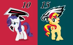 Size: 3453x2150 | Tagged: american football, artist:midnight-st4r, artist:otfor2, atlanta falcons, crossover, derpibooru import, nfc divisional round, nfl, nfl divisional round, nfl playoffs, obligatory pony, philadelphia eagles, rarity, safe, sunset shimmer