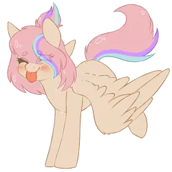 Size: 3000x3000 | Tagged: safe, artist:adostume, derpibooru import, oc, oc:sweet skies, unofficial characters only, pegasus, pony, commission, eyes closed, female, mare, simple background, solo, tongue out, transparent background