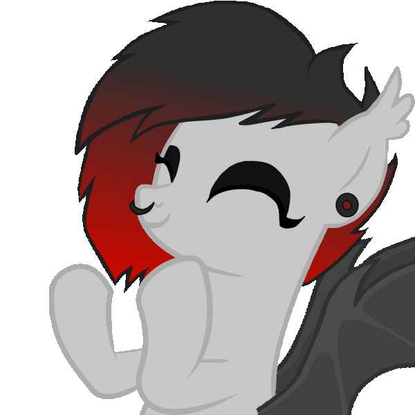 Size: 770x770 | Tagged: safe, artist:ire, artist:mihaaaa, artist:spooky-kitteh, derpibooru import, oc, oc:ire, unofficial characters only, bat pony, animated, base used, bat pony oc, clapping, clapping ponies, ear piercing, eyes closed, eyeshadow, female, gauges, gif, gradient mane, happy, makeup, piercing, septum, shaved mane, simple background, solo, transparent background, undercut