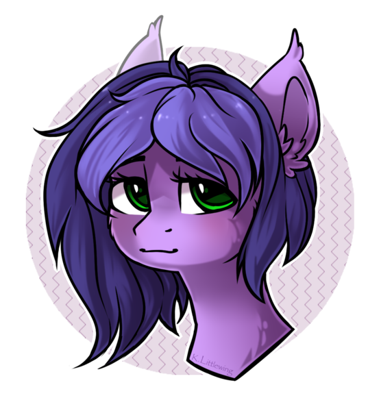 Size: 1043x1126 | Tagged: safe, artist:trickate, derpibooru import, oc, oc:midnight reverie, unofficial characters only, pony, bust, female, green eyes, looking at you, mare, purple mane, slight smile, smiling, solo