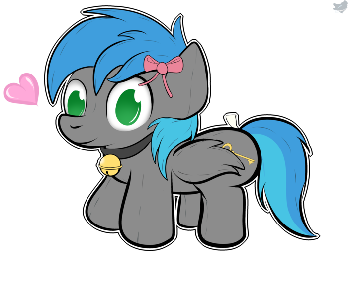 Size: 3500x3000 | Tagged: safe, artist:cloufy, derpibooru import, oc, oc:key turner, unofficial characters only, pegasus, pony, bell, bell collar, collar, heart, plushie, simple background, solo, transparent background, ych result