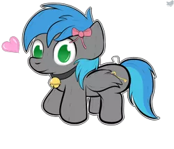 Size: 3500x3000 | Tagged: safe, artist:cloufy, derpibooru import, oc, oc:key turner, unofficial characters only, pegasus, pony, bell, bell collar, collar, heart, plushie, simple background, solo, transparent background, ych result