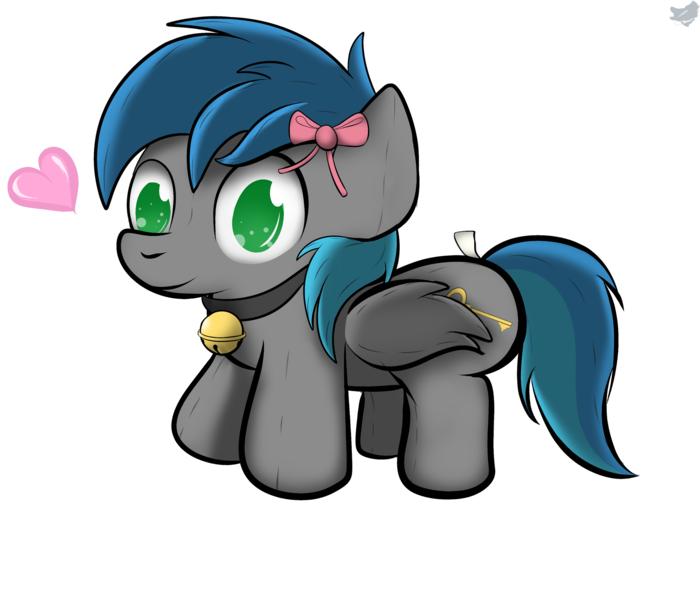 Size: 3500x3000 | Tagged: safe, artist:cloufy, derpibooru import, oc, oc:key turner, unofficial characters only, pegasus, pony, bell, bell collar, collar, heart, plushie, simple background, solo, transparent background, ych result