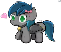 Size: 3500x3000 | Tagged: safe, artist:cloufy, derpibooru import, oc, oc:key turner, unofficial characters only, pegasus, pony, bell, bell collar, collar, heart, plushie, simple background, solo, transparent background, ych result