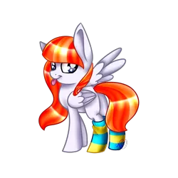 Size: 1500x1500 | Tagged: safe, artist:sodapopfairypony, derpibooru import, oc, oc:willow morse, unofficial characters only, pegasus, pony, chibi, clothes, female, mare, simple background, socks, solo, striped socks, tongue out, transparent background