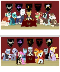 Size: 6001x7253 | Tagged: absurd resolution, artist:magister39, candle, coat of arms, conspiracy, conspiracy theory, derpibooru import, hoity toity, lyrica lilac, mayor mare, oc, oc:steel trail, photo, safe, skull, stormy flare, wind rider, younger