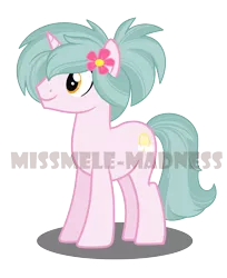 Size: 1412x1728 | Tagged: safe, artist:missmele-madness, derpibooru import, oc, oc:sunny daze, unofficial characters only, unicorn, femboy, flower, flower in hair, male, obtrusive watermark, simple background, solo, stallion, transparent background, watermark