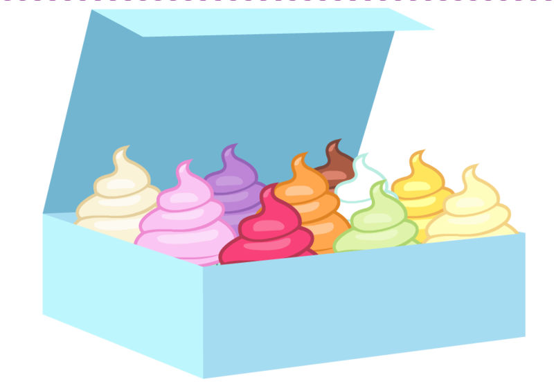 Size: 955x662 | Tagged: artist:b3archild, box, cupcake, derpibooru import, food, no pony, object, resource, safe, simple background, transparent background, vector