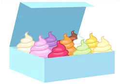 Size: 955x662 | Tagged: artist:b3archild, box, cupcake, derpibooru import, food, no pony, object, resource, safe, simple background, transparent background, vector