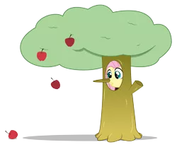 Size: 12000x10000 | Tagged: safe, artist:biel56789, derpibooru import, fluttershy, pony, absurd resolution, apple, crossover, female, fluttertree, food, kirby, mare, simple background, solo, transparent background, tree, tree costume, vector, whispy woods
