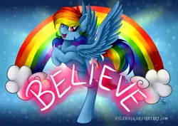 Size: 1280x905 | Tagged: safe, artist:julunis14, derpibooru import, rainbow dash, pegasus, pony, cloud, cute, female, heart eyes, mare, motivational, multicolored hair, rainbow, smiling, solo, wingding eyes