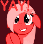 Size: 796x800 | Tagged: safe, artist:arifproject, derpibooru import, oc, oc:downvote, ponified, unofficial characters only, pony, derpibooru, animated, bust, clapping, cute, derpibooru ponified, floppy ears, gif, grin, meta, simple background, smiling, solo, vector, wide eyes
