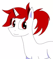 Size: 1700x1900 | Tagged: safe, artist:patataislive, derpibooru import, oc, oc:arkkan, unofficial characters only, pony, unicorn, cute, digital art, male, red eyes, simple background, solo, stallion, white background