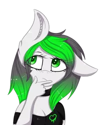 Size: 2177x2643 | Tagged: safe, artist:mimihappy99, derpibooru import, oc, oc:wubsy, unofficial characters only, anthro, earth pony, emoji, female, mare, simple background, solo, thinking, thinking emoji, transparent background, wingding eyes