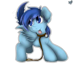 Size: 2500x2200 | Tagged: safe, artist:cloufy, derpibooru import, oc, oc:cloufy, unofficial characters only, pegasus, pony, leash, solo, tongue out, wings