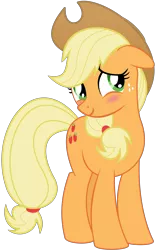 Size: 6565x10609 | Tagged: safe, artist:emberfiremane, derpibooru import, applejack, earth pony, pony, the last roundup, .svg available, absurd resolution, blush sticker, blushing, cute, female, inkscape, jackabetes, mare, simple background, transparent background, vector, vector trace
