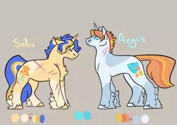 Size: 7512x5300 | Tagged: safe, artist:nightshadetheranger, derpibooru import, oc, oc:aegis, oc:solis, unofficial characters only, pony, unicorn, absurd resolution, magical gay spawn, male, parent:shining armor, parent:sunburst, parents:shiningburst, scar, stallion