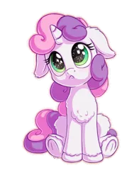 Size: 1100x1400 | Tagged: safe, artist:bobdude0, artist:discorded, derpibooru import, sweetie belle, pony, unicorn, :c, chest fluff, collaboration, cute, daaaaaaaaaaaw, diasweetes, female, filly, floppy ears, frown, hnnng, horn, sad, sadorable, simple background, sitting, solo, starry eyes, transparent background, unshorn fetlocks, wingding eyes