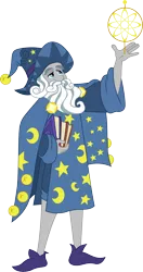 Size: 3000x5699 | Tagged: safe, artist:cloudyglow, derpibooru import, star swirl the bearded, equestria girls, equestria girls series, star crossed, beard, book, clothes, facial hair, hat, simple background, smiling, solo, transparent background, wizard, wizard hat