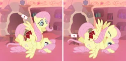 Size: 5434x2654 | Tagged: safe, artist:trotsworth, derpibooru import, fluttershy, pegasus, pony, fanfic:on a cross and arrow, adorascotch, butterscotch, comic, commission, cute, female, flutterscotch, male, mare, rule 63, rule63betes, self ponidox, selfcest, shipping, shyabetes, stallion, straight