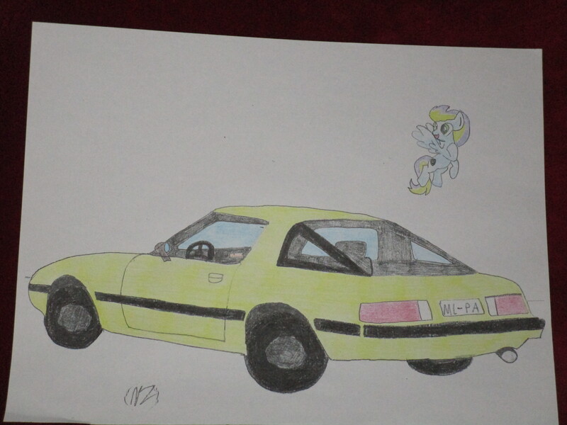 Size: 5152x3864 | Tagged: artist needed, car, colored pencil drawing, derpibooru import, drawing, mazda, mazda rx-7, oc, safe, traditional art, unofficial characters only