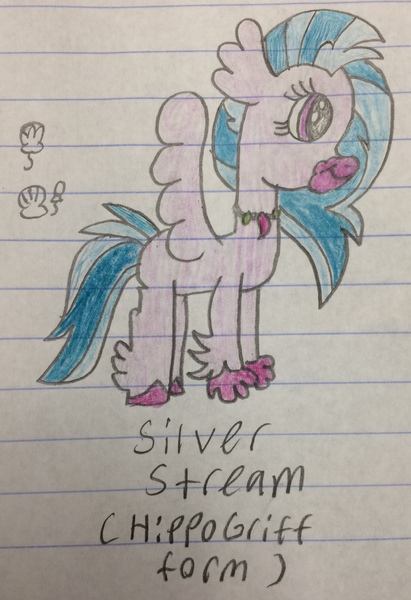 Size: 2105x3072 | Tagged: artist:smurfettyblue, classical hippogriff, derpibooru import, hippogriff, lined paper, safe, school daze, season 8, silverstream, solo, traditional art