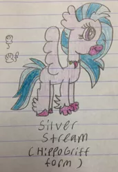 Size: 2105x3072 | Tagged: artist:smurfettyblue, classical hippogriff, derpibooru import, hippogriff, lined paper, safe, school daze, season 8, silverstream, solo, traditional art