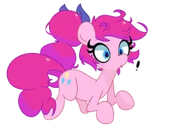 Size: 1800x1350 | Tagged: safe, artist:turtlefarminguy, derpibooru import, pinkie pie, earth pony, pony, :p, alternate hairstyle, blushing, cute, diapinkes, exclamation point, female, mare, ponk, simple background, smiling, solo, tongue out, transparent background, wide eyes