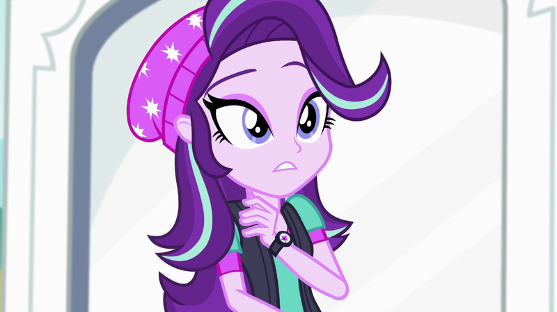 Size: 1280x718 | Tagged: safe, derpibooru import, screencap, starlight glimmer, equestria girls, mirror magic, spoiler:eqg specials, beanie, hat, solo, watch