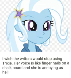 Size: 1096x1199 | Tagged: safe, derpibooru import, trixie, equestria girls, background pony strikes again, downvote bait, drama bait, edgy, hater, op is wrong, shitposting, solo