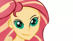 Size: 1280x720 | Tagged: artist needed, source needed, safe, derpibooru import, sunset shimmer, equestria girls, 1000 hours in ms paint, bust, creepy, looking at you, portrait, simple background, solo, white background