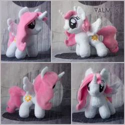 Size: 1400x1400 | Tagged: safe, artist:valmiiki, derpibooru import, princess celestia, alicorn, pony, female, filly, filly celestia, irl, jewelry, photo, pink-mane celestia, plushie, regalia, solo, spread wings, wings